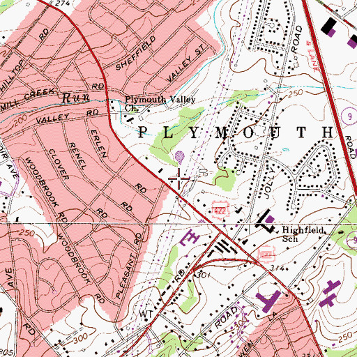Topographic Map of Plymouth Community Ambulance Medic 308, PA