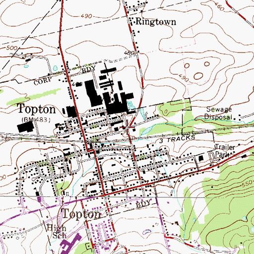 Topographic Map of Topton American Legion Community Ambulance, PA
