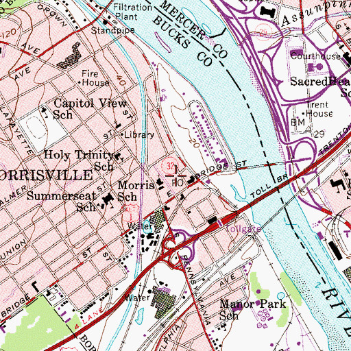Topographic Map of Morrisville Ambulance Squad, PA