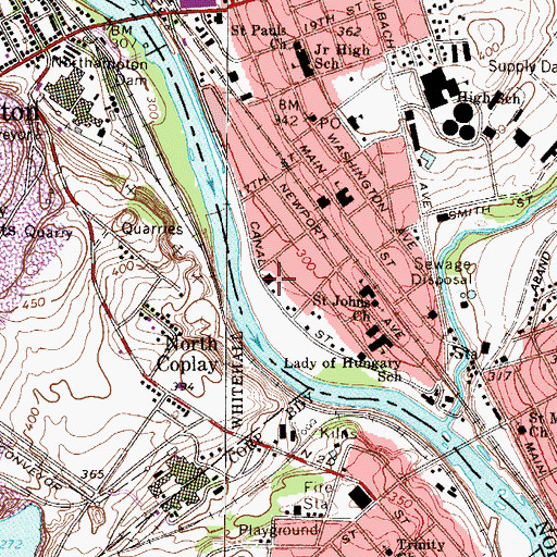 Topographic Map of Northhampton Regional Emergency Medical Services, PA