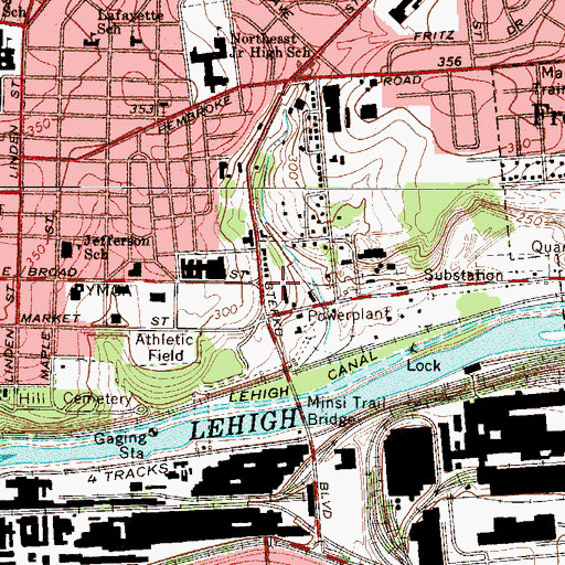 Topographic Map of Bethlehem City Emergency Medical Services, PA