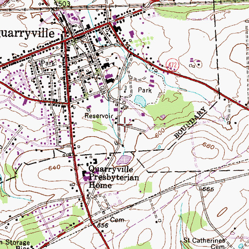 Topographic Map of Lancaster Emergency Medical Services Quarryville Station 56 - 5, PA