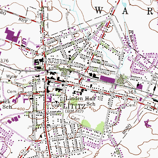 Topographic Map of Warwick Community Ambulance Station 85, PA