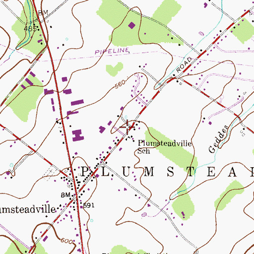 Topographic Map of Point Pleasant - Plumsteadville Emergency Medical Services Station 124, PA