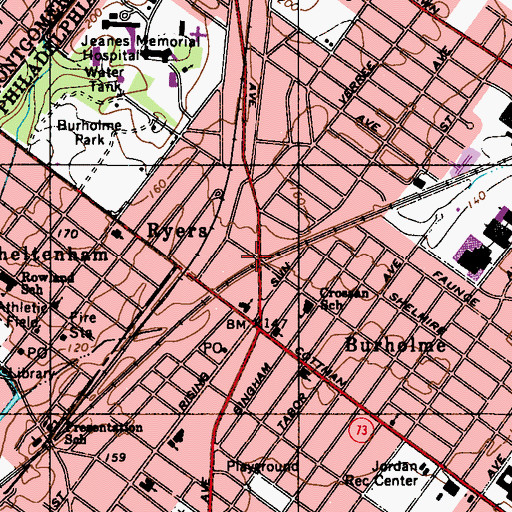Topographic Map of Burholme Emergency Medical Services, PA
