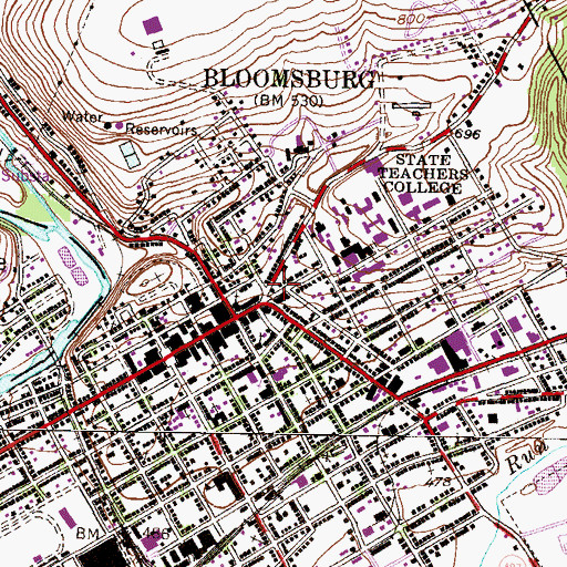 Topographic Map of Bloomsburg Volunteer Ambulance Station 60, PA