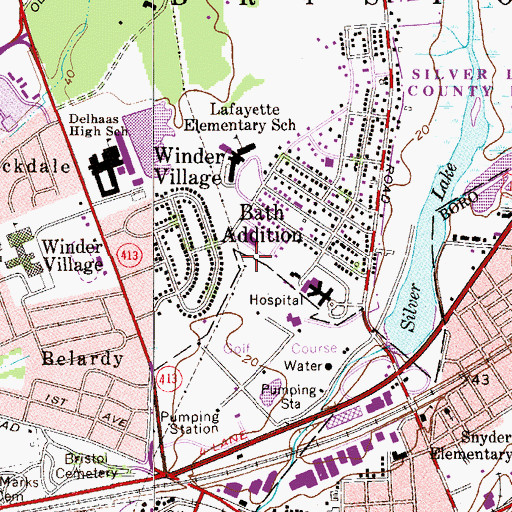 Topographic Map of Bucks County Rescue Squad, PA