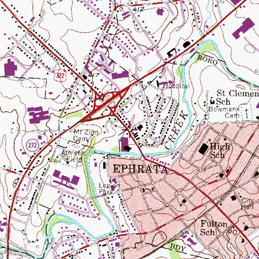 Topographic Map of Ephrata Community Ambulance - Station 1, PA
