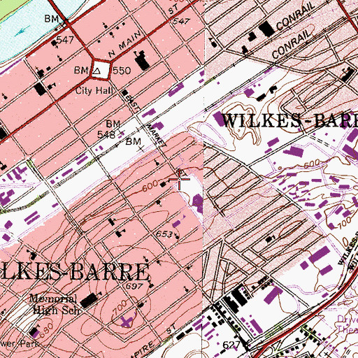 Topographic Map of Wyoming Valley Pro Ambulance, PA