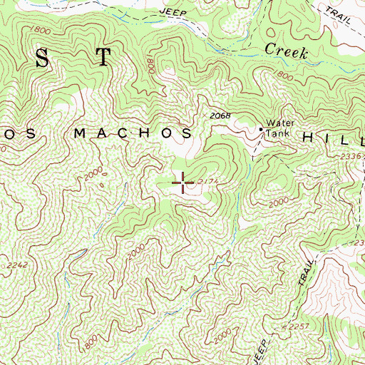 Topographic Map of Los Machos Hills, CA