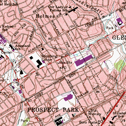 Topographic Map of Ridley Emergency Medical Services, PA