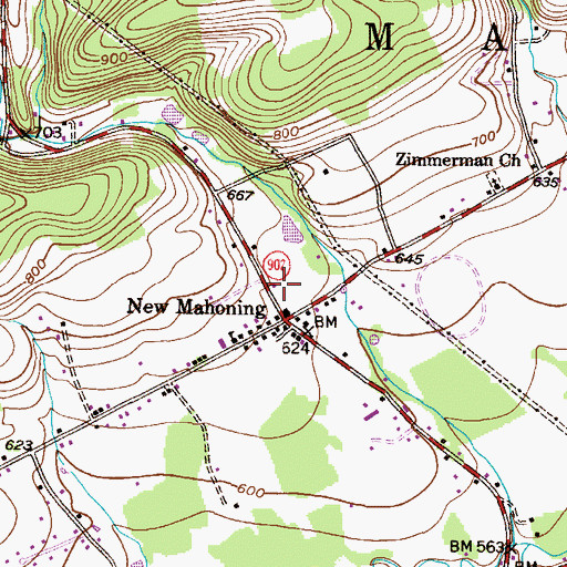 Topographic Map of Mahoning Valley Ambulance, PA
