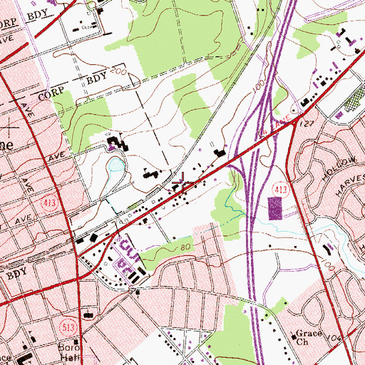 Topographic Map of Penndel - Middletown Emergency Medical Services, PA