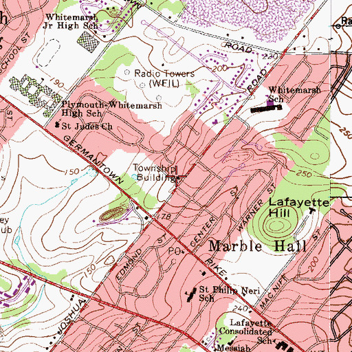 Topographic Map of Whitemarsh Community Ambulance, PA