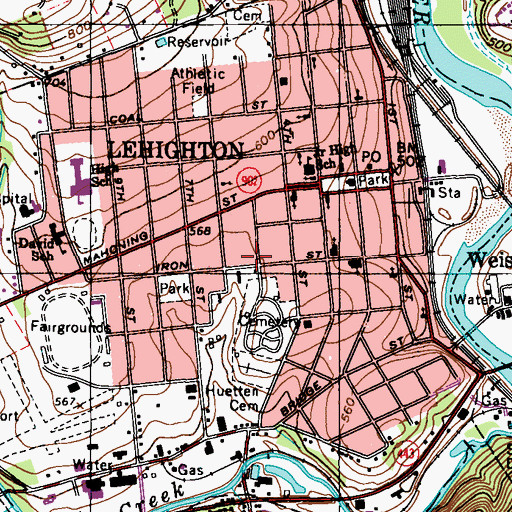 Topographic Map of Lehighton Ambulance District 5, PA