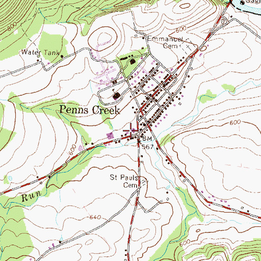 Topographic Map of Penns Creek Ambulance, PA