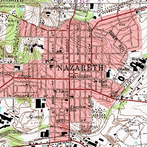 Topographic Map of Nazareth Ambulance Corps, PA