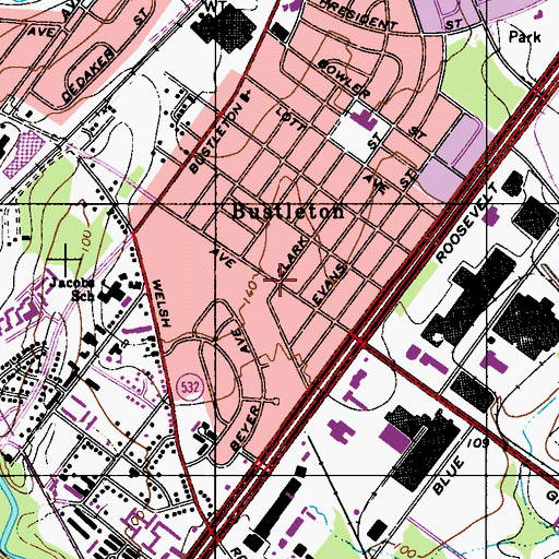 Topographic Map of Rhawnhurst Bustleton Ambulance, PA