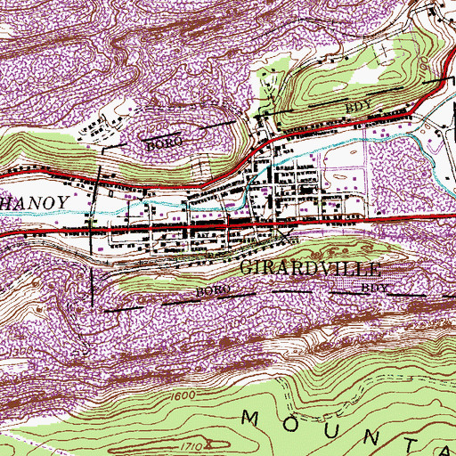 Topographic Map of Girardville Ambulance Service, PA