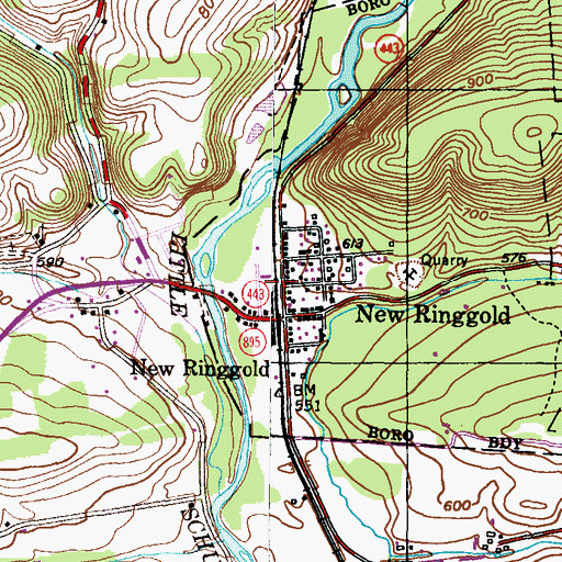 Topographic Map of New Ringgold Ambulance, PA