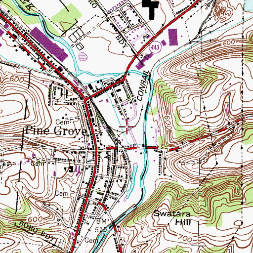 Topographic Map of Pine Grove Community Ambulance, PA