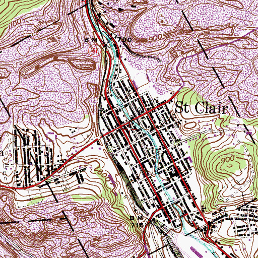 Topographic Map of Saint Clair Veterans Memorial Ambulance Station 1, PA