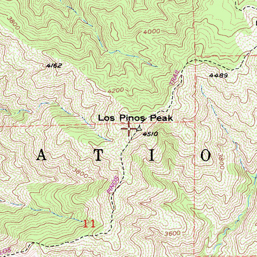 Topographic Map of Los Pinos Peak, CA