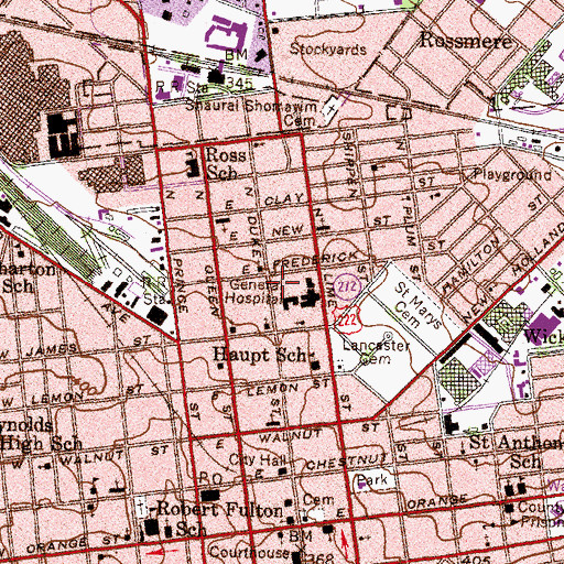 Topographic Map of Lancaster Emergency Medical Services Lancaster General Hospital Station 6 - 7, PA