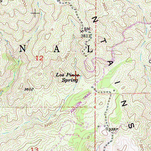 Topographic Map of Los Pinos Spring, CA