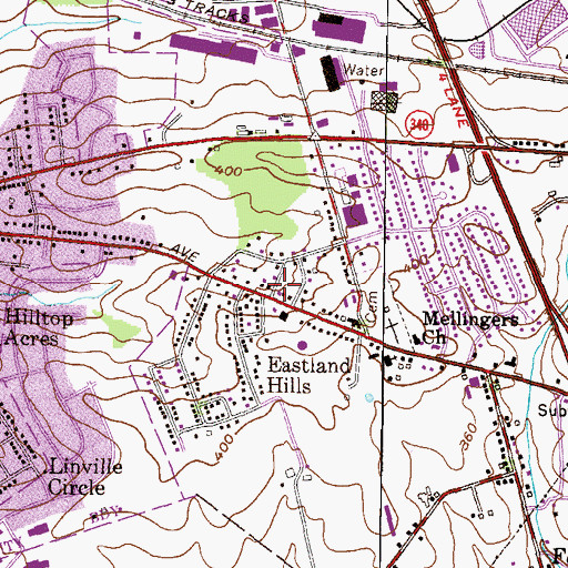 Topographic Map of Lancaster Emergency Medical Services East - Station 6 - 1, PA
