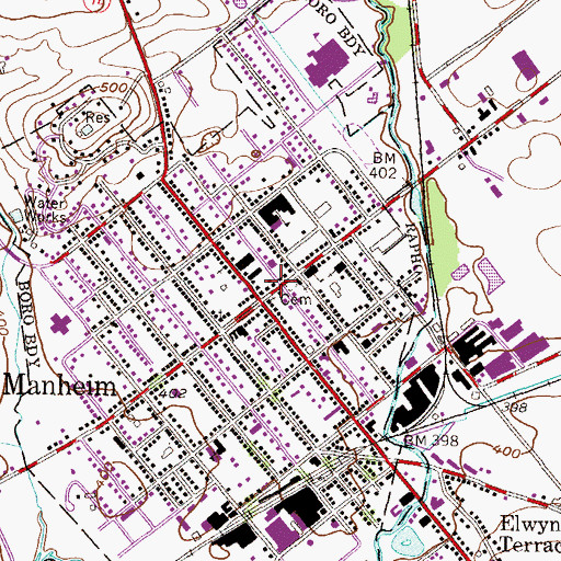 Topographic Map of Manheim Veterans Memorial Ambulance, PA