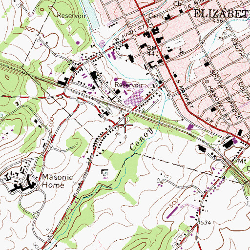 Topographic Map of Northwest Emergency Medical Services Elizabethtown Station 86, PA