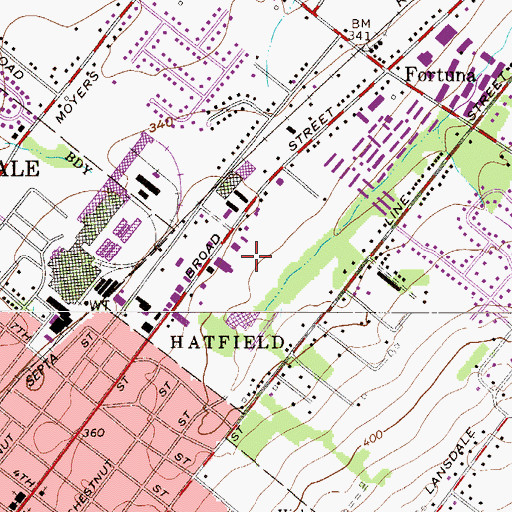 Topographic Map of Volunteer Medical Services Corps of Lansdale, PA