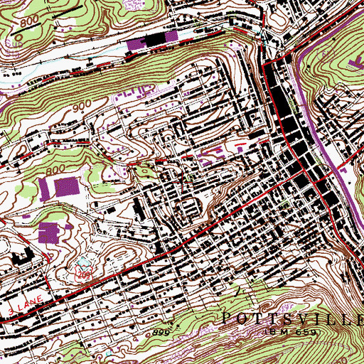 Topographic Map of Pottsville Area Emergency Medical Services, PA