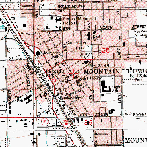 Topographic Map of Elmore County Sheriff's Office, ID