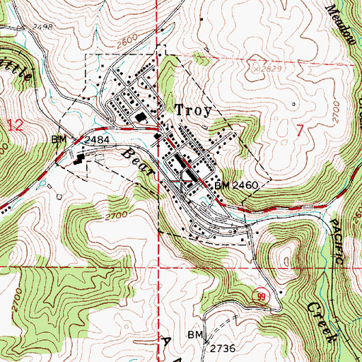 Topographic Map of Troy Police Department, ID