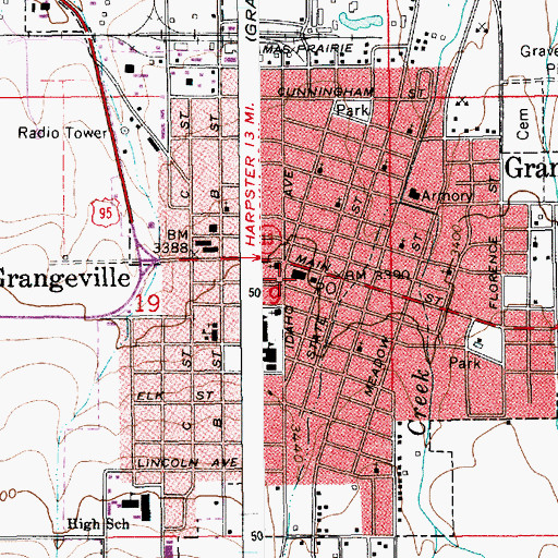 Topographic Map of Idaho County Sheriff's Office, ID