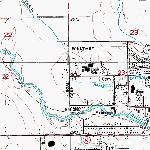 Topographic Map of Kuna Police Department, ID