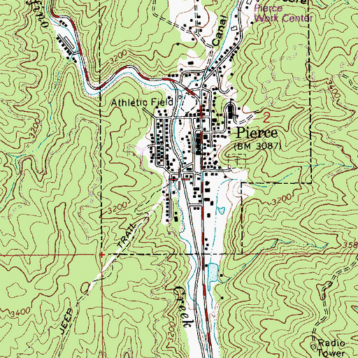 Topographic Map of Pierce Police Department, ID