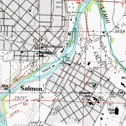 Topographic Map of Salmon Police Department, ID