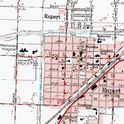 Topographic Map of Minidoka County Sheriff's Office, ID
