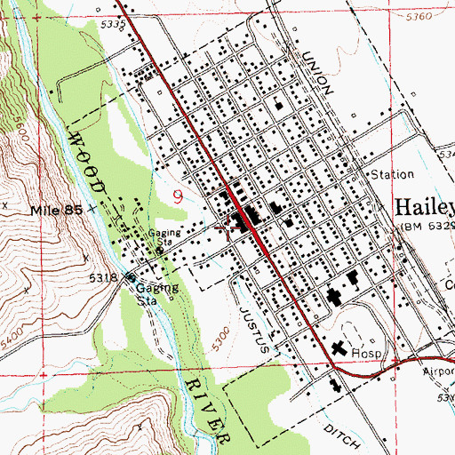 Topographic Map of Hailey Police Department, ID