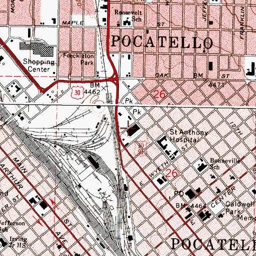 Topographic Map of Pocatello Police Department, ID