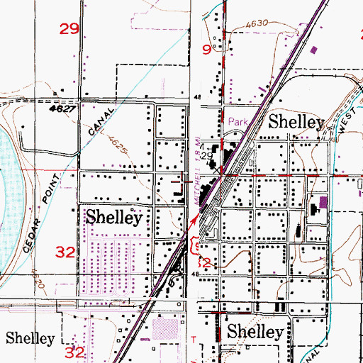 Topographic Map of Shelley Police Department, ID