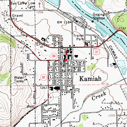 Topographic Map of Kamiah Police Department, ID