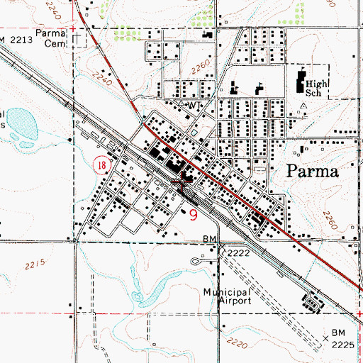 Topographic Map of Parma Police Department, ID