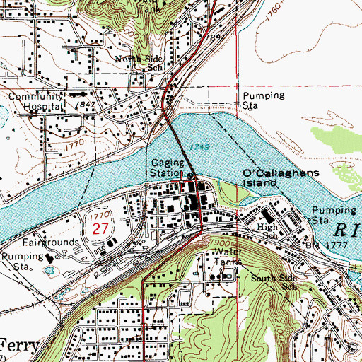 Topographic Map of Bonners Ferry Police Department, ID
