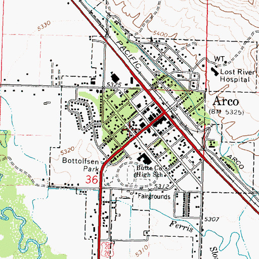 Topographic Map of Butte County Sheriff's Office, ID