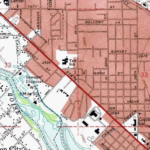 Topographic Map of Boise Police Department, ID