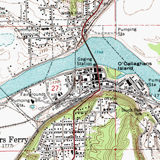 Topographic Map of Boundary County Sheriff's Office, ID